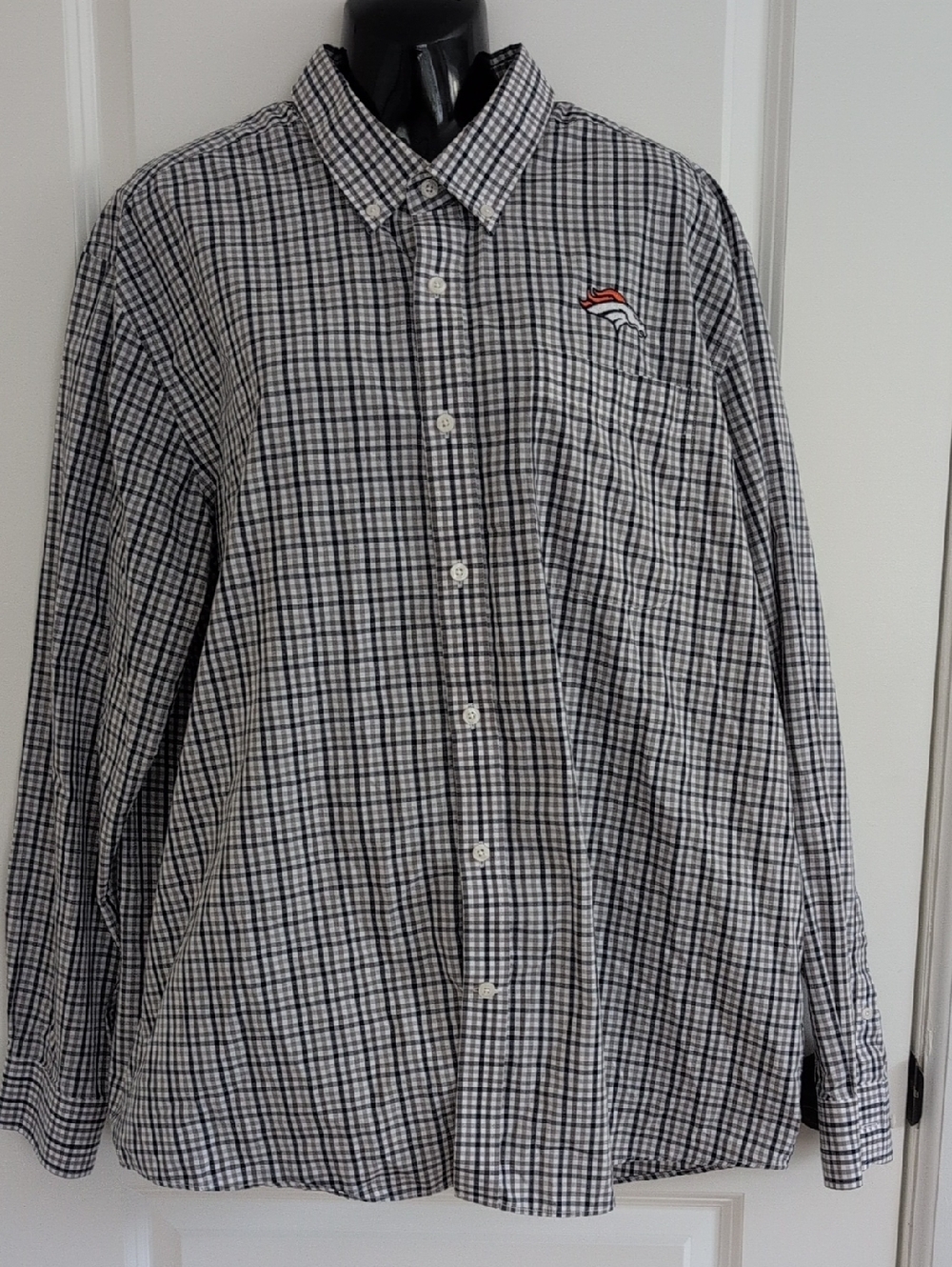 Denver Broncos Cutter & Buck Button-Down Plaid Shirt